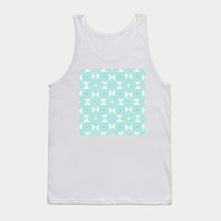 Teal Turquoise granny squares over cream Tank Top